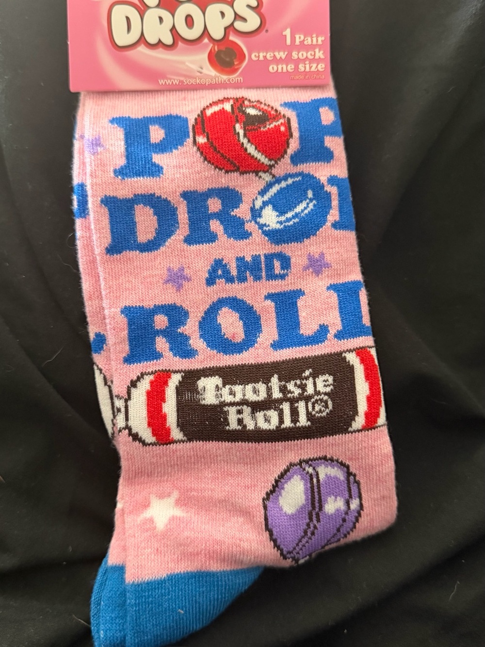 Pink "Pop Drops and Roll" Crew Socks